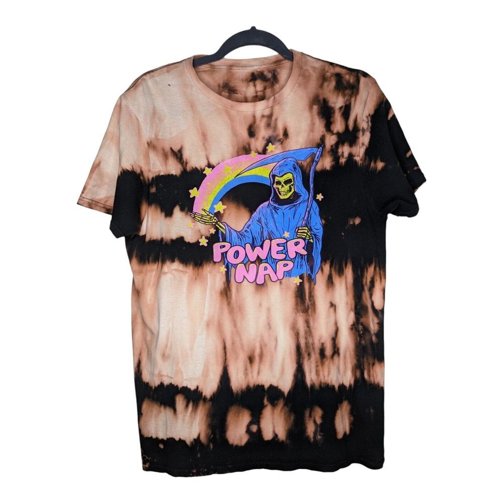 Grim Reaper T Shirt Mens Medium Rainbow Tie-dye Threadless Power‎ Nap